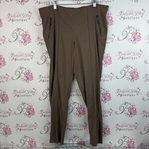 Michel Studio pants bottoms zip up sides zipper silver versatile Brown Alexa